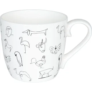 Konitz Becher Picasso - Animaux | 460 ml Becher aus Knochenporzellan – spülmaschinengeeignet & mikrowellengeeignet; für Kaffee, Tee & Kakao
