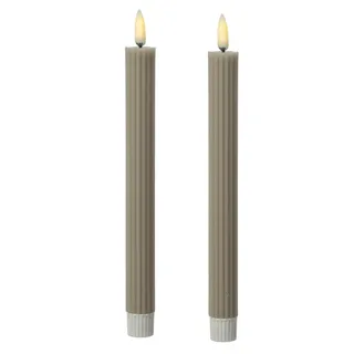 MARELIDA LED Stabkerzen Tafelkerzen Spitzkerzen 25cm grau 2St.
