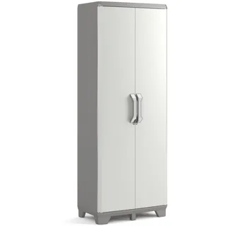 Keter Groove Kunststoffschrank, Mehrzweckschrank, beige/sand, 80 x 45 x 180 cm, inklusiv 8 Einlegeböden mit je 15kg Tragkraft (TÜV zertifiziert), für drinnen und draußen geeignet