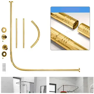 Perforierte, L-förmige Teleskop-duschvorhangstange Aus Edelstahl Für Bekleidungsgeschäfte (gold, 68-98 Cm X 68-98 Cm)