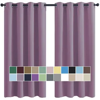 CHENG Doppellagige VerdunklungsvorhäNge, Kindervorhänge, Verdunkelnd Geräuschreduzierung leichte weiche, für Jugendzimmer Kinderzimmer, 240x100cm(HöhexBreite), Lavendel, 2er Set