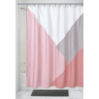 iDesign Colorblock Duschvorhang, großer Badewannenvorhang aus Polyester, rosa 183 cm x 183 cm 75011EU