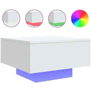 vidaXL Couchtisch mit LED-Leuchten Weiß 55x55x31 cm