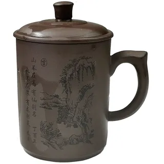 Teetasse mit chinesischer Zisha-Teetasse mit Griff, 500 ml, Violett (schwarz)