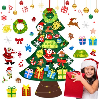 DazSpirit DIY Filz Weihnachtsbaum Set, 3.28Ft Deko Für Kinde, Tannenbaum mit Vielfältigen Abnehmbaren Ornamenten, Ideal für Home Tür Wand Hängend Weihnachtsdekoration
