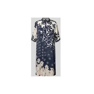 Knielanges Kleid mit 1/2-Arm, Marine, 38