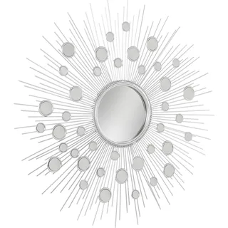 Dekospiegel LEONIQUE "Spiegel, silber" Spiegel Gr. Ø 81 cm, silberfarben (silber) Dekospiegel Wandspiegel, Sonne, rund, Ø 81 cm, Rahmen aus Metall
