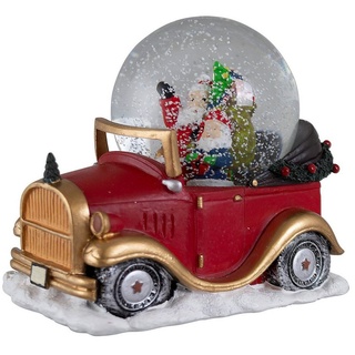 Christmas Paradise Schneekugel mit Spieluhr 16cm, Oldtimer mit Weihnachtsmann (mechanisch aufziehbar, Weihnachtsdeko, 1 St), spielt Melodie, Auto-Design rot