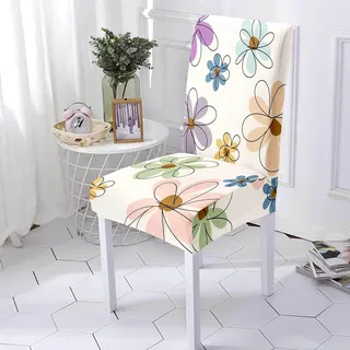 Stuhlhussen Bunte Blumen Stuhlhussen 4er Set Stretch Weiche Elasthan Stuhlhussen Schwingstühle Waschbar Stuhlbezug Abnehmbare Hussen für Stühle Langlebig Stuhlhusse Universal Stuhlbezüge