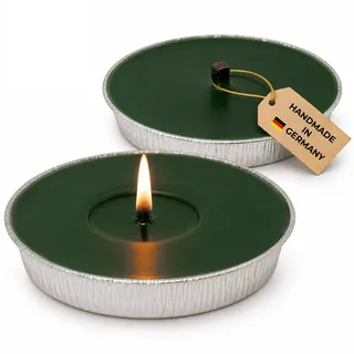 Lavalis 2x handbefüllte Outdoor-Kerzen aus recyceltem Wachs in Aluschale, Nachfüll-Set für XXL Terrakotta-Schale, 7 h Brenndauer, 15 cm Flammenhöhe, windsicher, mit dickem Docht, 16,5 cmØ