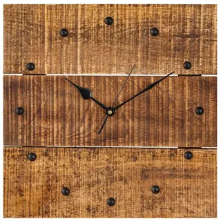 Wanduhr Holzuhr Wohnzimmer lautlos quadratisch aus Mangoholz massiv