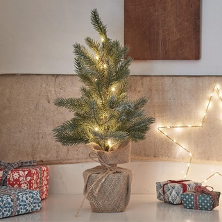 Lights4fun 15er LED Mini Weihnachtsbaum Künstlich Tannenbaum warmweiß Timer batteriebetrieben