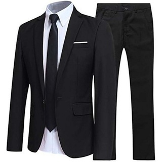 ZWY Anzug 2-teiliger Slim-Fit-Anzug für Herren, Business-Herrenanzug-Set schwarz