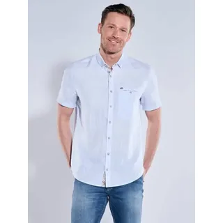 engbers Herren Kurzarm-Hemd aus Leinen Blau regular uni Button Down - XL