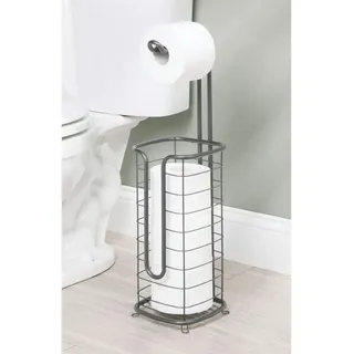 mDesign Badaccessoire-Set Toilettenpapierhalter Stand dunkelgrau Klopapierhalter WC Rollenhalt