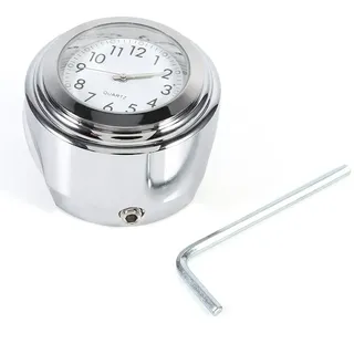 MAJONMMERD Motorrad Lenkeruhr, Aluminium Lenkeruhr mit Leuchtenden Zahlen, ahrrad Chrom Wasserdicht Staubdicht Zifferblatt Glow Watch, für 7/8 Zoll und 1 Zoll Lenker