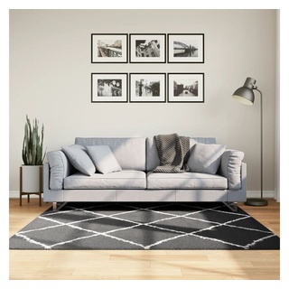 Teppich Teppich Shaggy Hochflor Modern Schwarz und Creme 160x160 cm, vidaXL, Quadrat