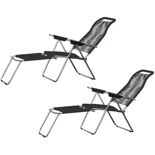 Fiam - Liegestuhl Spaghetti, Gestell Aluminium / Bespannung schwarz (2er-Set)