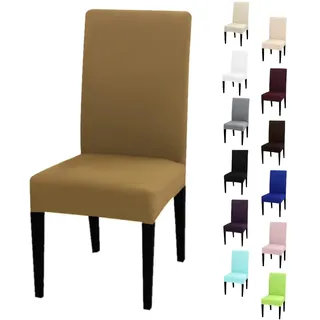 eventkauf Stuhlhusse Stretch elastischer Stuhlüberzug Esszimmer Stuhlbezug Dehnbar Hochzeit Hussen bi-Elastic Spannbezug, 1 Stück (Goldbraun)