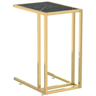 furnicato Beistelltisch Computer-Schwarz Marmor 50x35x65 cm Hartglas (1-St) schwarz