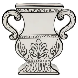 Kare-Design Vase, Schwarz, Weiß, Keramik, organisch, 23x23x5 cm, handgemacht, Dekoration, Vasen, Keramikvasen
