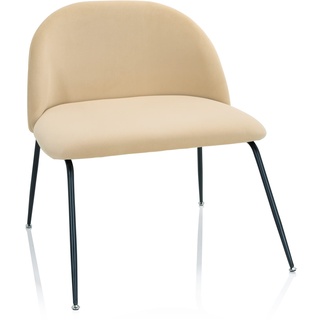 hjh OFFICE 645056 Samt Stuhl VELVO Beige Polsterstuhl Besucherstuhl Sessel mit Metallbeine, bequem gepolstert, modern