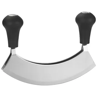 Wiegemesser, Kräutermesser, Biegemesser, Wiegemesser Zweischneidig, Klinge für Kräuter, Gebogener Kräuter Zerkleinerer, 17cm Kräuter und Pizzaschneider zum Zerkleinern von Kräutern and Gewürzen