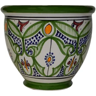 Treasures of Morocco Blumentopf, marokkanischer spanischer Garten, Abflussloch, Keramik, handgefertigt, Mehrfarbig