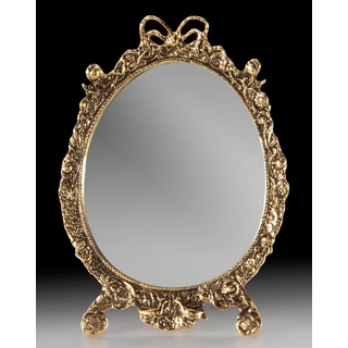 Casa Padrino Luxus Barock Schminkspiegel Gold 20 x H. 27 cm - Handgefertigter Barockstil Bronze Tischspiegel - Kosmetikspiegel - Barock Deko Accessoires - Edel & Prunkvoll