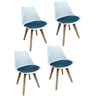 Design-Stühle mit Kunststoffschale und Samt-Sitzki Skandinavischer Look für