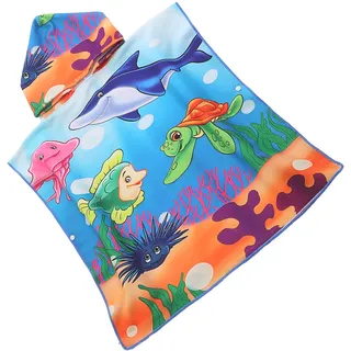 FEBE Badeponcho Kinder Ozean Badetuch Mit Kapuze Bademantel für Kleinkind - 60 x 90 cm