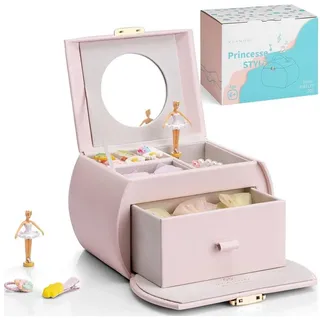 LuxusKollektion Schmuckkasten Schmuckkästchen Spieluhr Schubladen Mädchen Abschließbar Hellrosa rosa