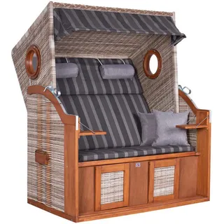 deVries Strandkorb ca. 140x160x80 cm, Braun/Grau