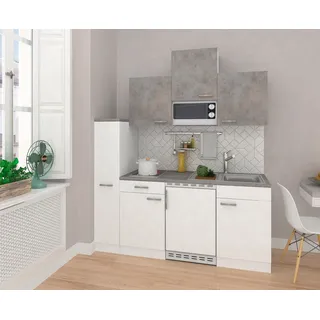 Küchenblock Economy m. Geräten B: ca. 180cm Weiß/Grau