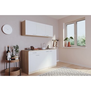 Küche Miniküche Single Eiche Weiß ohne Kühlschrank Luis 150 cm Respekta