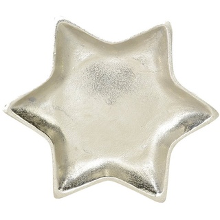 RIFFELMACHER & WEINBERGER Dekoteller Stern Schale aus Aluminium - Silber, Tischdekoration Weihnachtsdekoration (Dekoteller RW) silberfarben Ø 21.5-21.5 cm