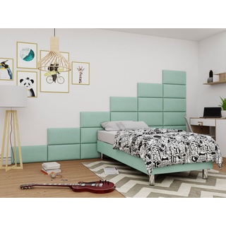 Mirjan24 Boxspringbett Lux für Wandpaneel, Einzelbett mit Matratze, Schlafzimmer (Farbe: Manila 11, Größe: 90x200 cm)