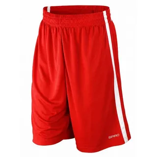 Spiro Herren-Basketball-Shorts, schnelltrocknend, Rot (rot/weiß), Gr. M