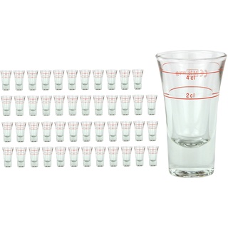 48er Set Schnapsglas DUBLINO mit Eichstrich, 2 cl + 4 cl in Einem, doppelt-geeichtes Spirituosenglas mit Füllstrich, Double Shot Glas, Stamper, hochglänzendes Markenglas, glasklar