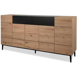furn.design Sideboard Liam 180 x 90 cm Eiche Artisan / Schwarz