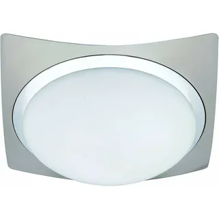 2Fl. Retro Deckenleuchte Quadrat mit Glaskuppel Milchglas E14 Nickel Chromrand