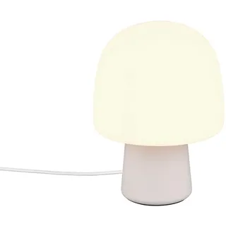 TRIO Leuchten LED Nachttischlampe, Dimmfunktion, LED wechselbar, Warmweiß, kleine coole Pilzlampe für Fensterbank mit Glasschirm, Höhe 27cm grau