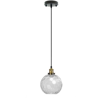 LFsem Pendelleuchte mit 15cm Buntem Wirbelndem Glaskugel-Lampenschirm, Industrielle Antike Bronze-E27-Loft-Bar-Deckenleuchte Hängelampe (Klar)