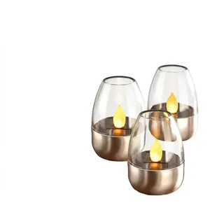 Westfalia Solar Teelichter 3er Set Glas 3er-Pack Silber