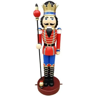 Casa Padrino Luxus Deko Skulptur Nussknacker König Mehrfarbig / Gold H. 200 cm - Weihnachts Deko Figur - XXL Deko Skulptur - XXL Deko Figur - XXL Weihnachts Skulptur - Weihnachts Deko Accessoires