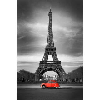 empireposter Paris - Eiffelturm - rotes Auto, colourlight, Poster, Grösse cm
