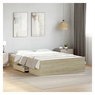 vidaXL Bettgestell 120 x 200 cm Schubladen Eiche