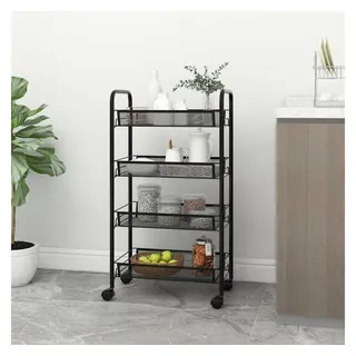 vidaXL Küchenwagen 4 Etagen Schwarz 46x26x85 cm Eisen