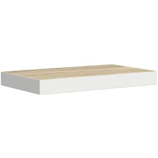 furnicato Wandregal Schweberegal 50x23x3,8 cm in Eiche und Weiß aus Waben-MDF und Metall, 1-tlg. braun 23 cm x 3.8 cm x 50 cm