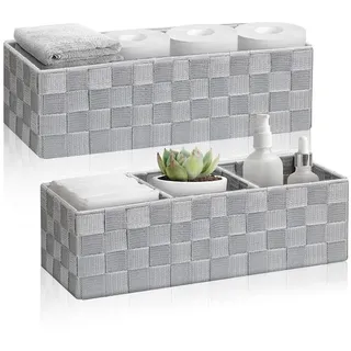 Aufbewahrungskorb ohne Deckel 2 Stück, Nestbar Aufbewahrungsbox Woven | Flechtkorb für Badezimmer, Basket Aufbewahrungsboxen zum Aufbewahrung und Organisieren, für Badzimmer, Zimmer, Schreibtisch